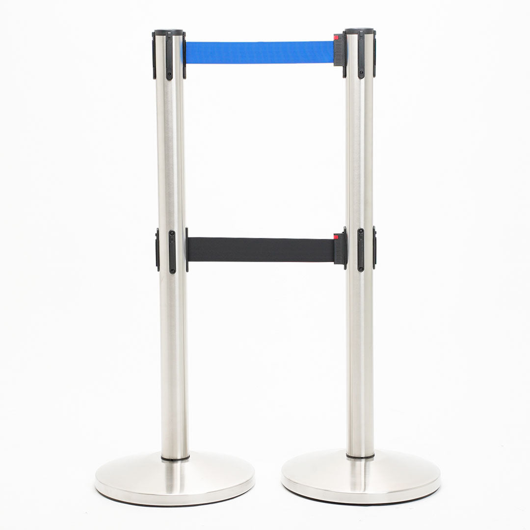 postes separador doble cinta azul y negra