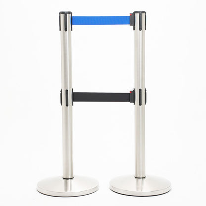 postes separador doble cinta azul y negra
