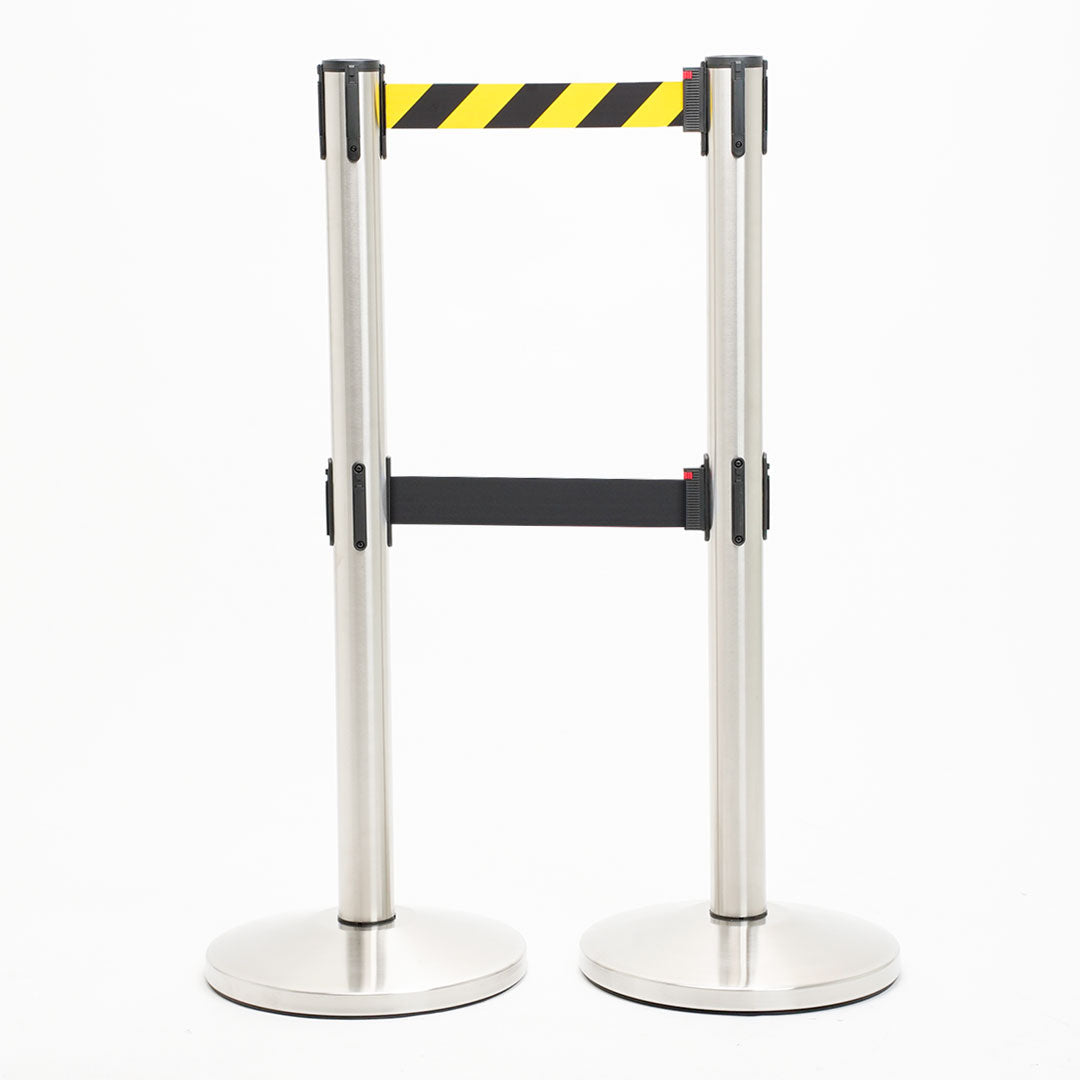 postes separador doble cinta amarillo-negra y negra