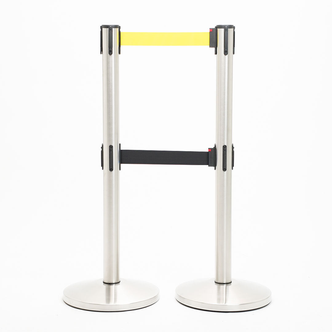 postes separador doble cinta amarillo y negra