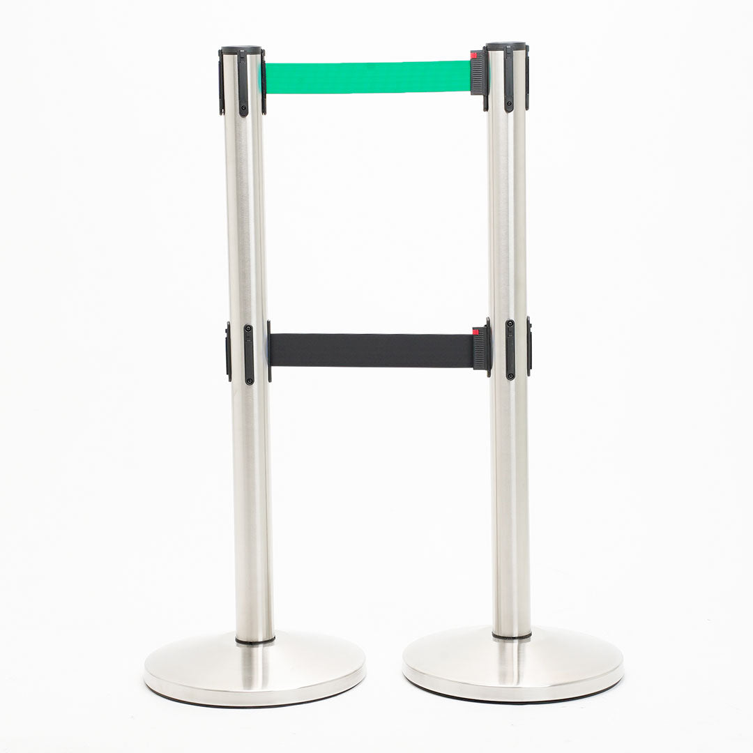 postes separador doble cinta verde y negra