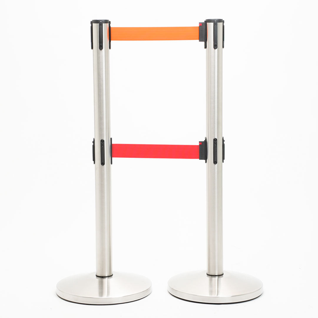 postes separador doble cinta naranja y roja
