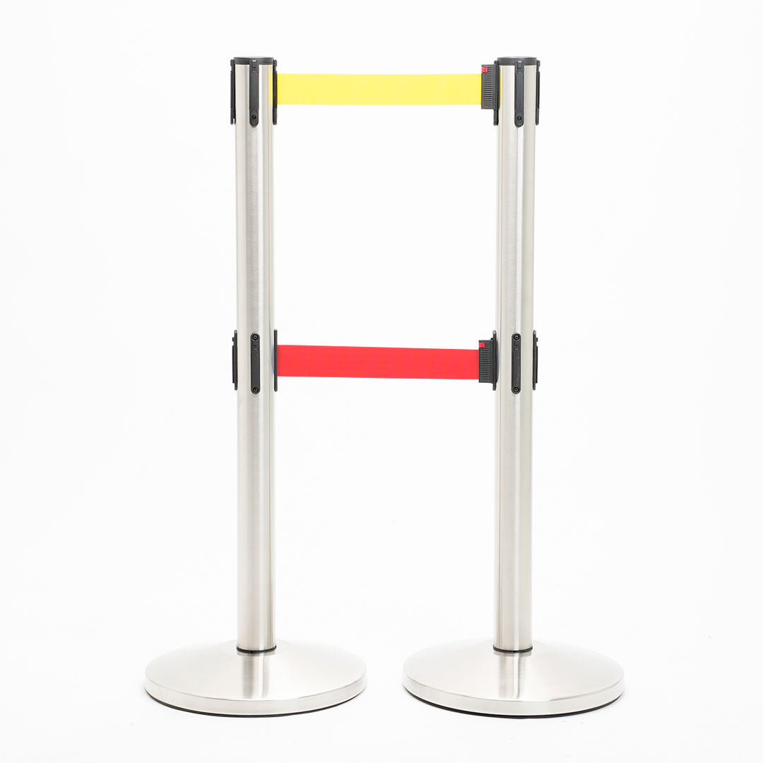 postes separador doble cinta amarillo y roja