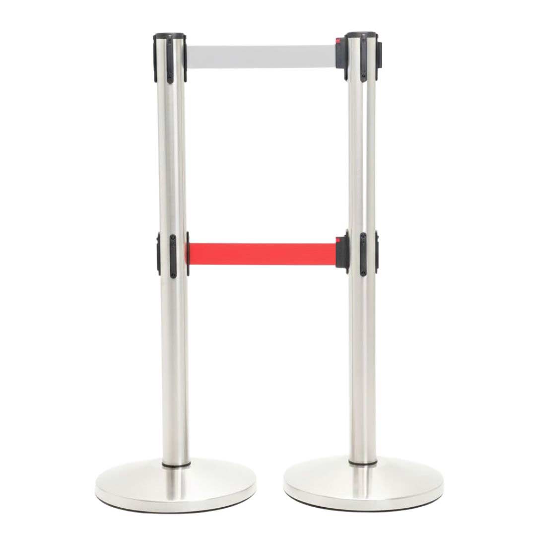 postes separador doble cinta gris y roja