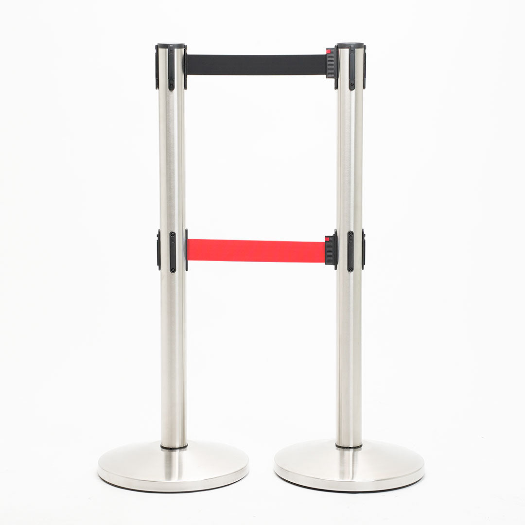 postes separador doble cinta negra y roja