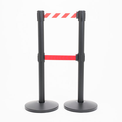 postes separadores con doble cinta blanca-roja y roja