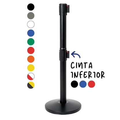 poste separador de acero con doble cinta extencible