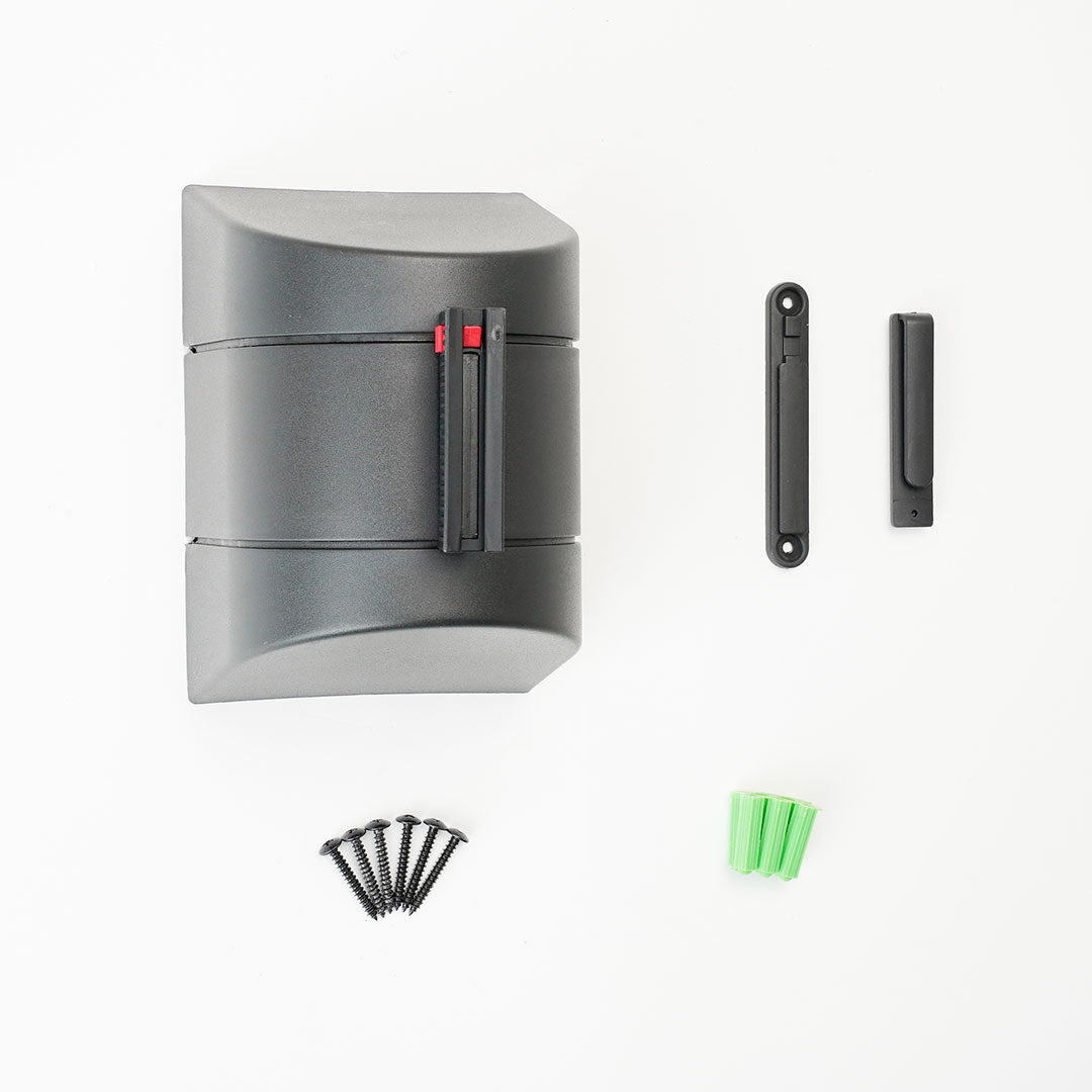 cinta recrátil para pared con tornillos y clip receptor de pared