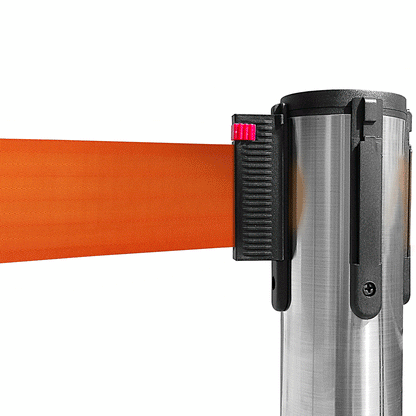 poste separador con cinta retráctil naranja