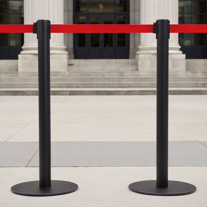 poste separador negro con cinta roja