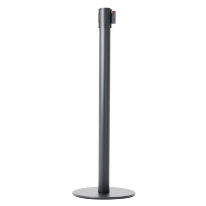 poste separador negro con cinta retráctil de 3 metros