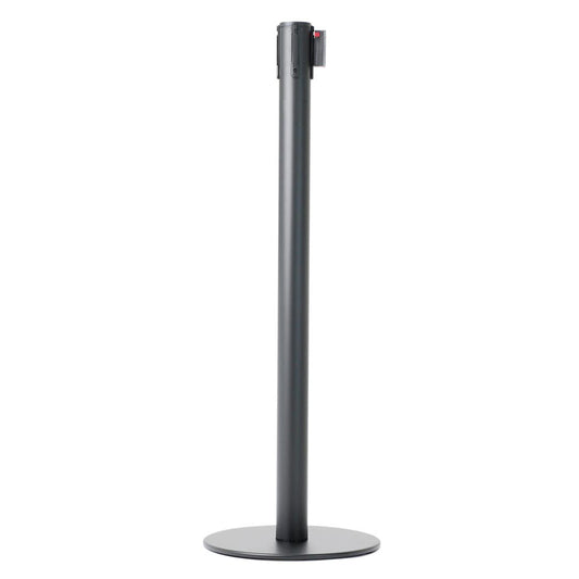 poste separador negro con cinta retráctil de 3 metros