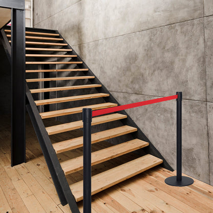 poste separador negro con cinta roja