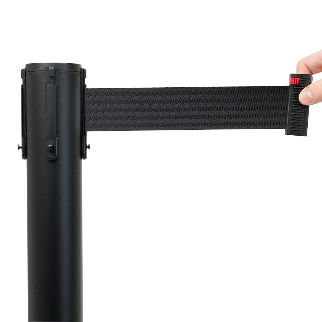 poste separador negro con cinta negra