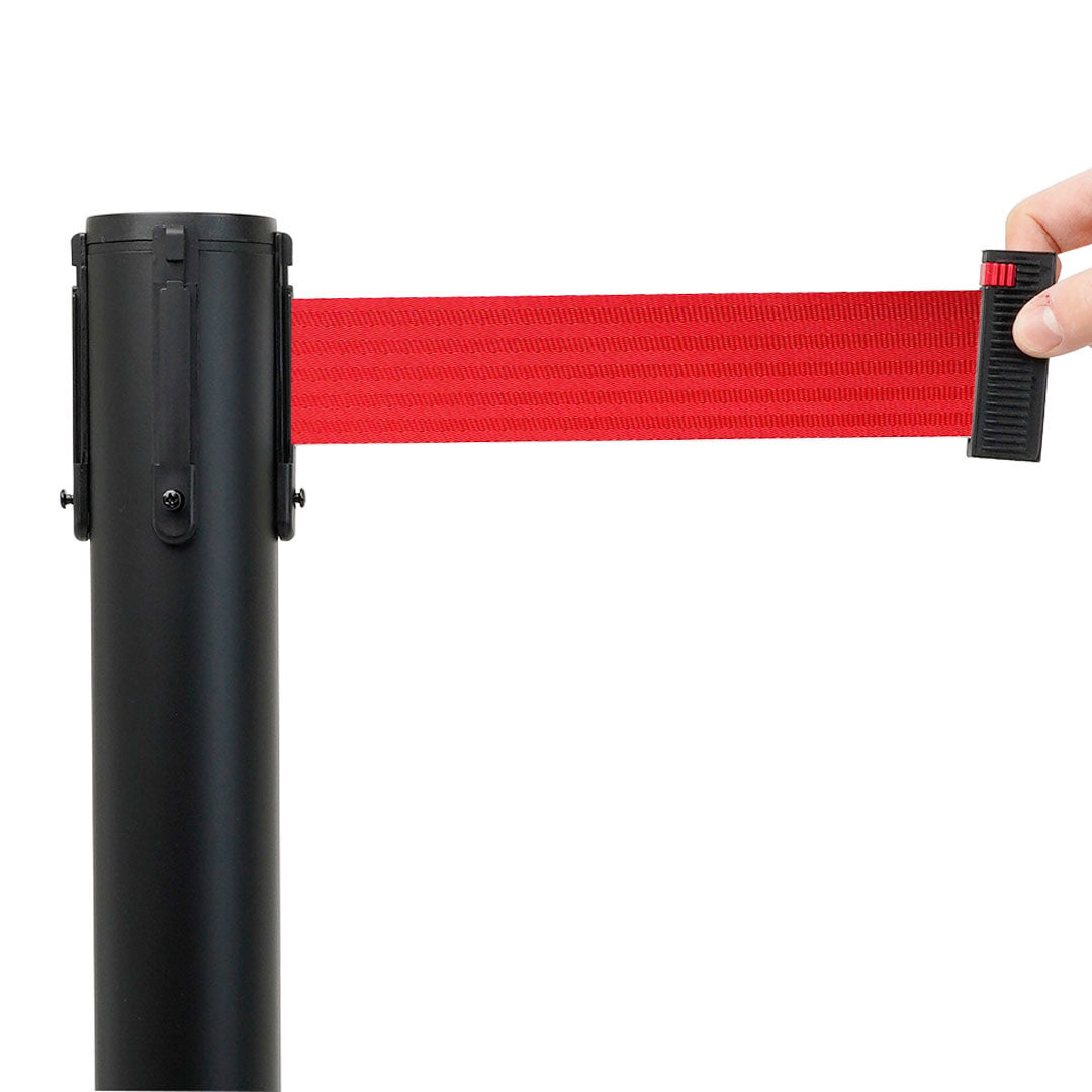 poste separador negro con cinta roja