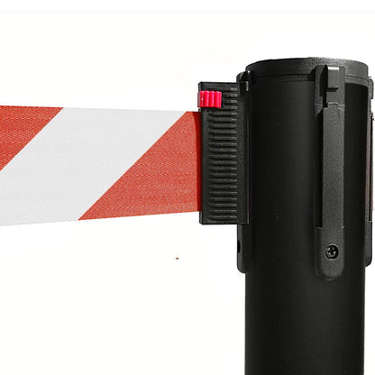 poste separador negro con cinta blanca y roja