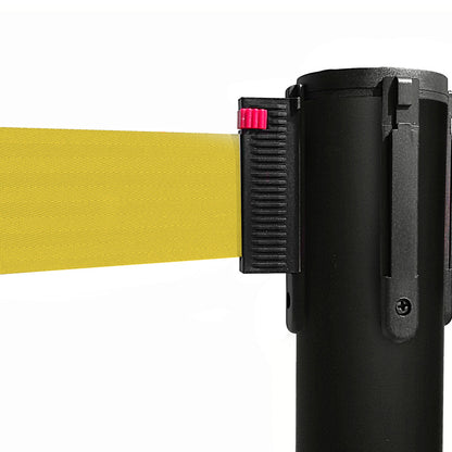 poste separador negro con cinta amarilla