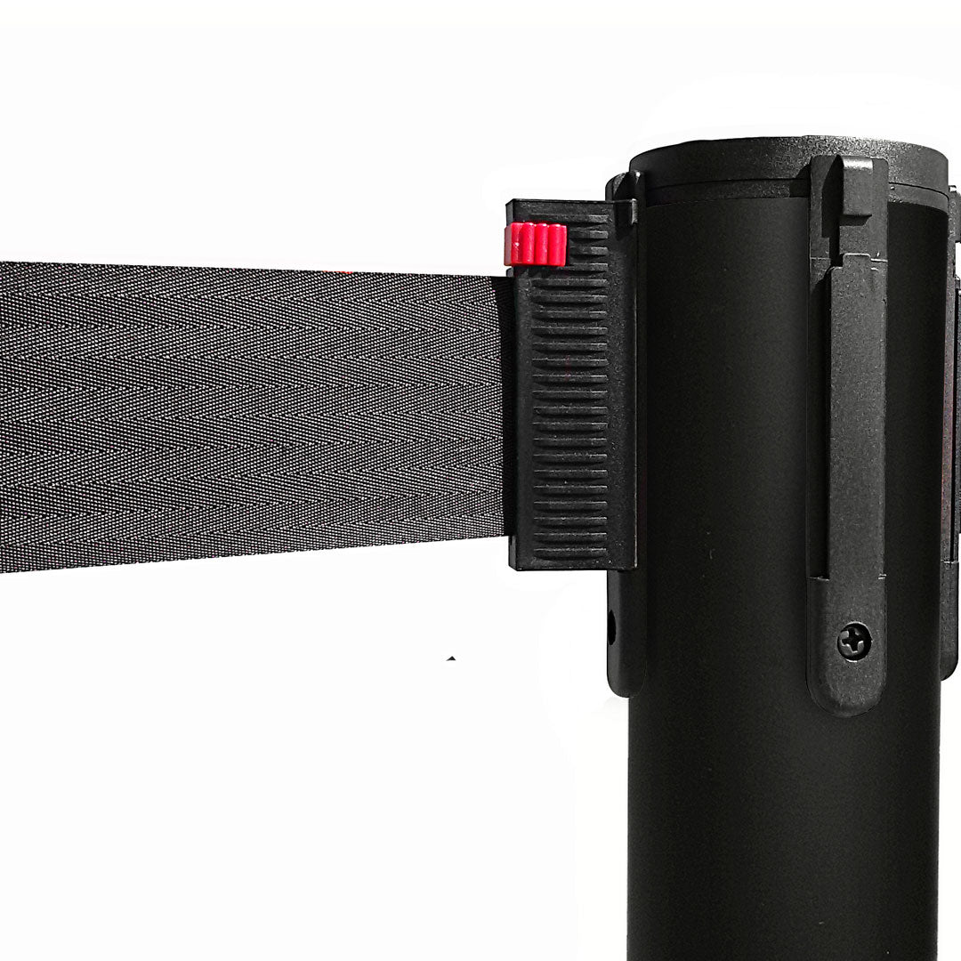 poste separador negro con cinta negra