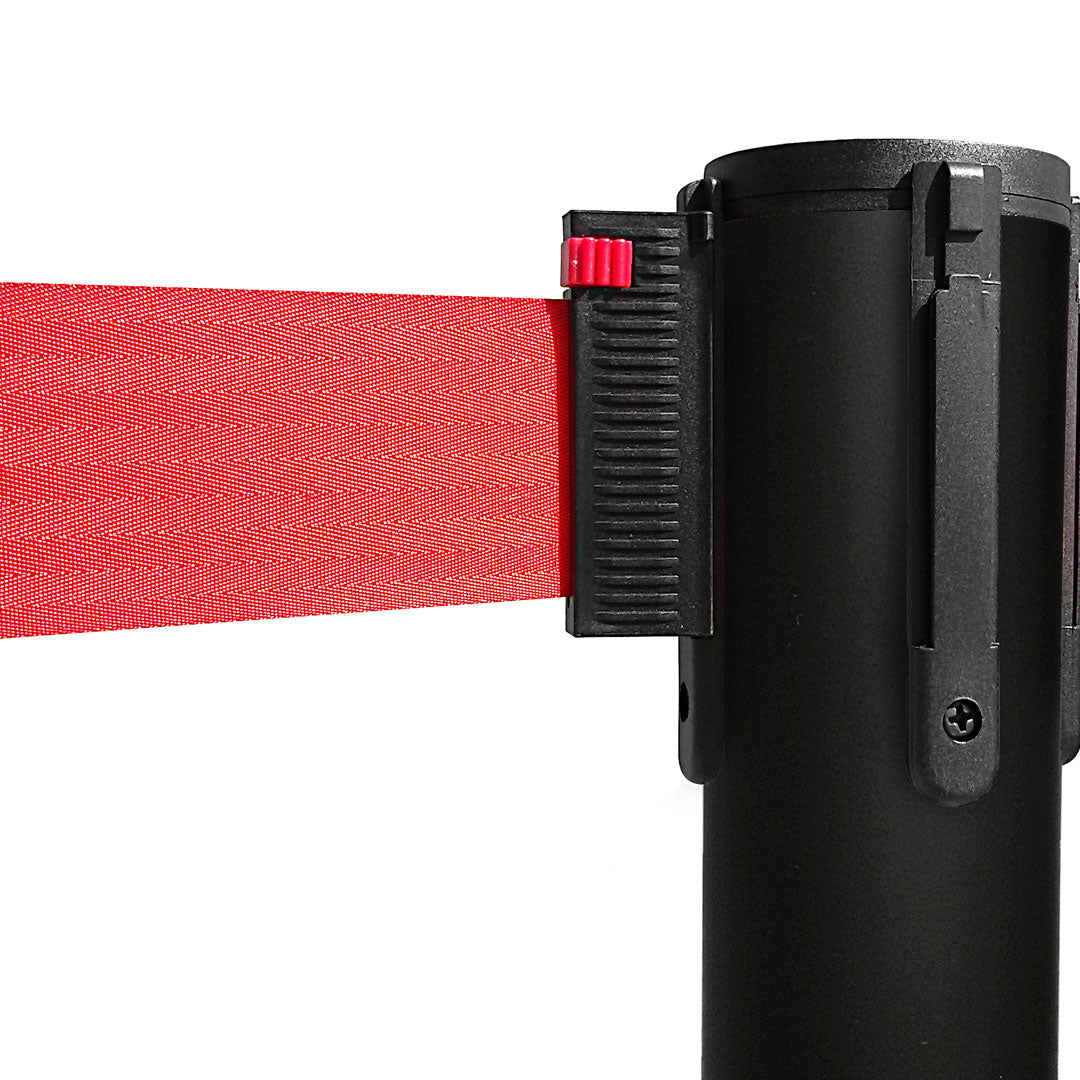 poste separador negro con cinta roja