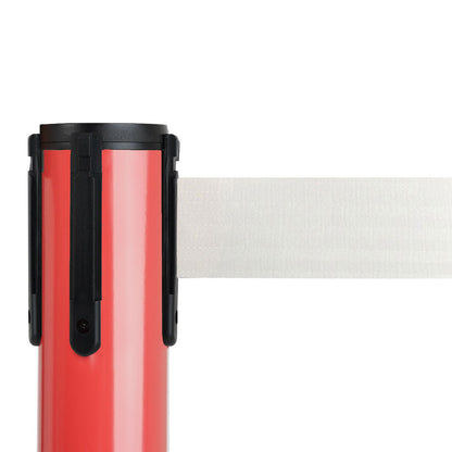 poste separador rojo con cinta blanca