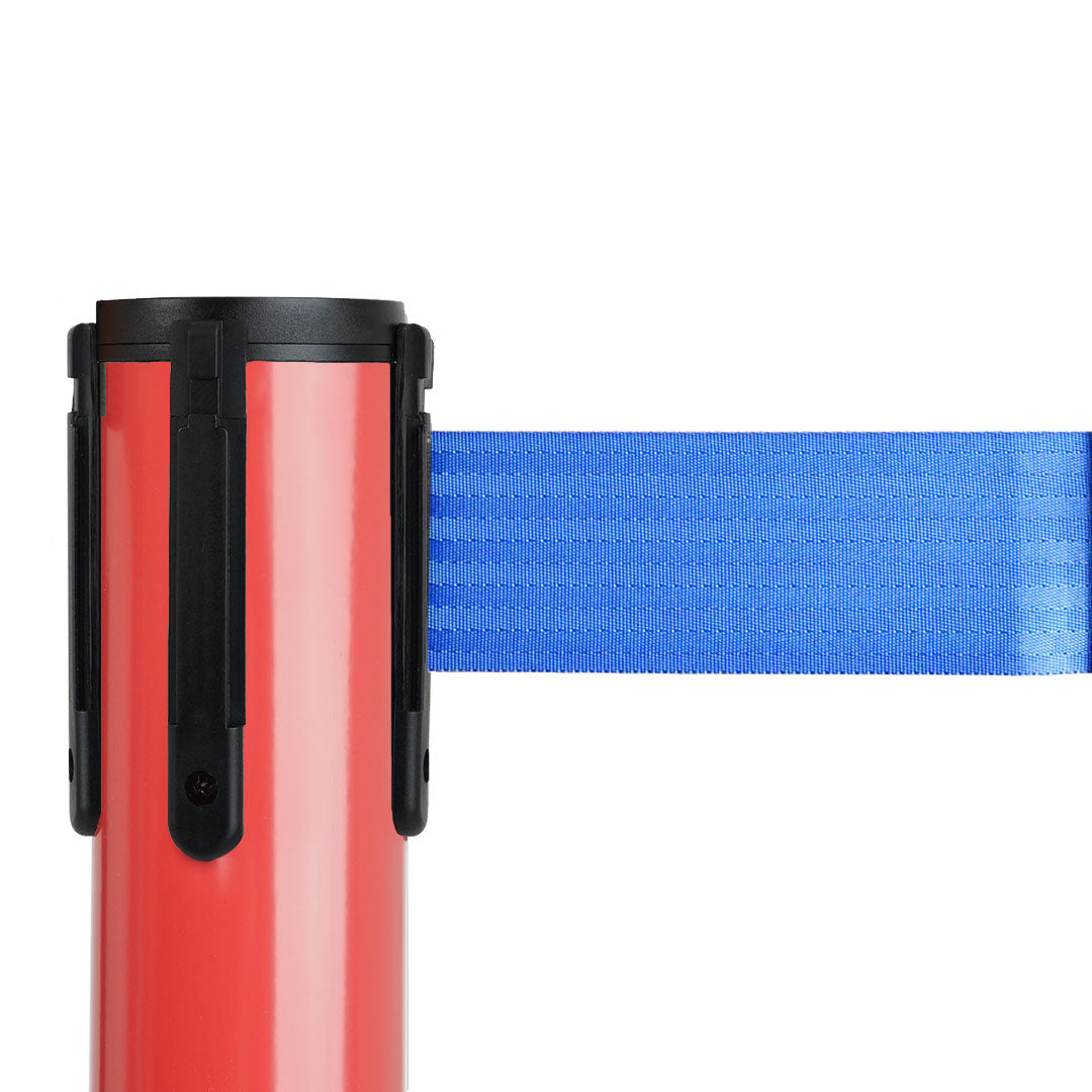 poste separador rojo con cinta azul