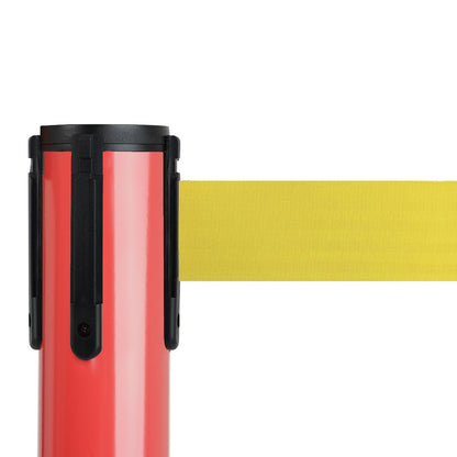 poste separador rojo con cinta amarilla