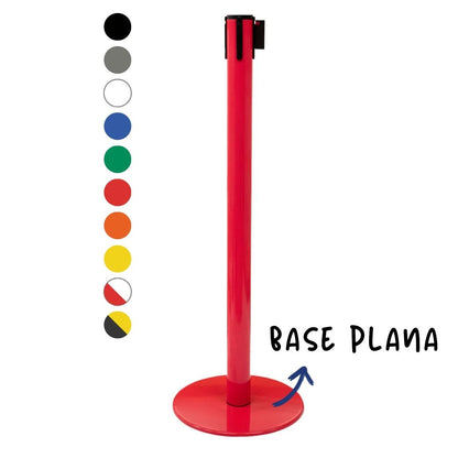 poste separador rojo con cinta retráctil de 3 metros