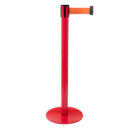 poste separador rojo con cinta naranja