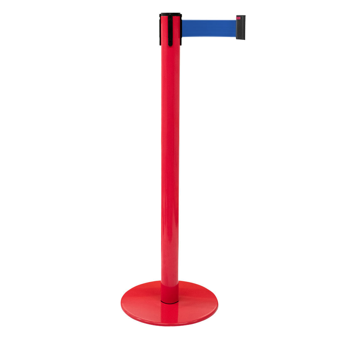 poste separador rojo con cinta azul
