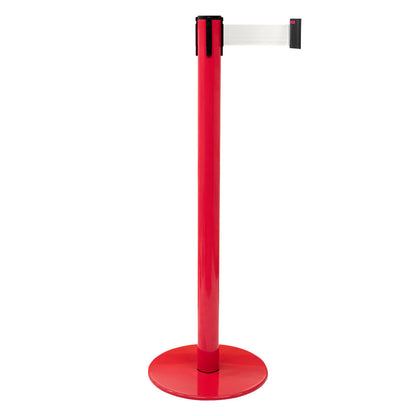 poste separador rojo con cinta blanca