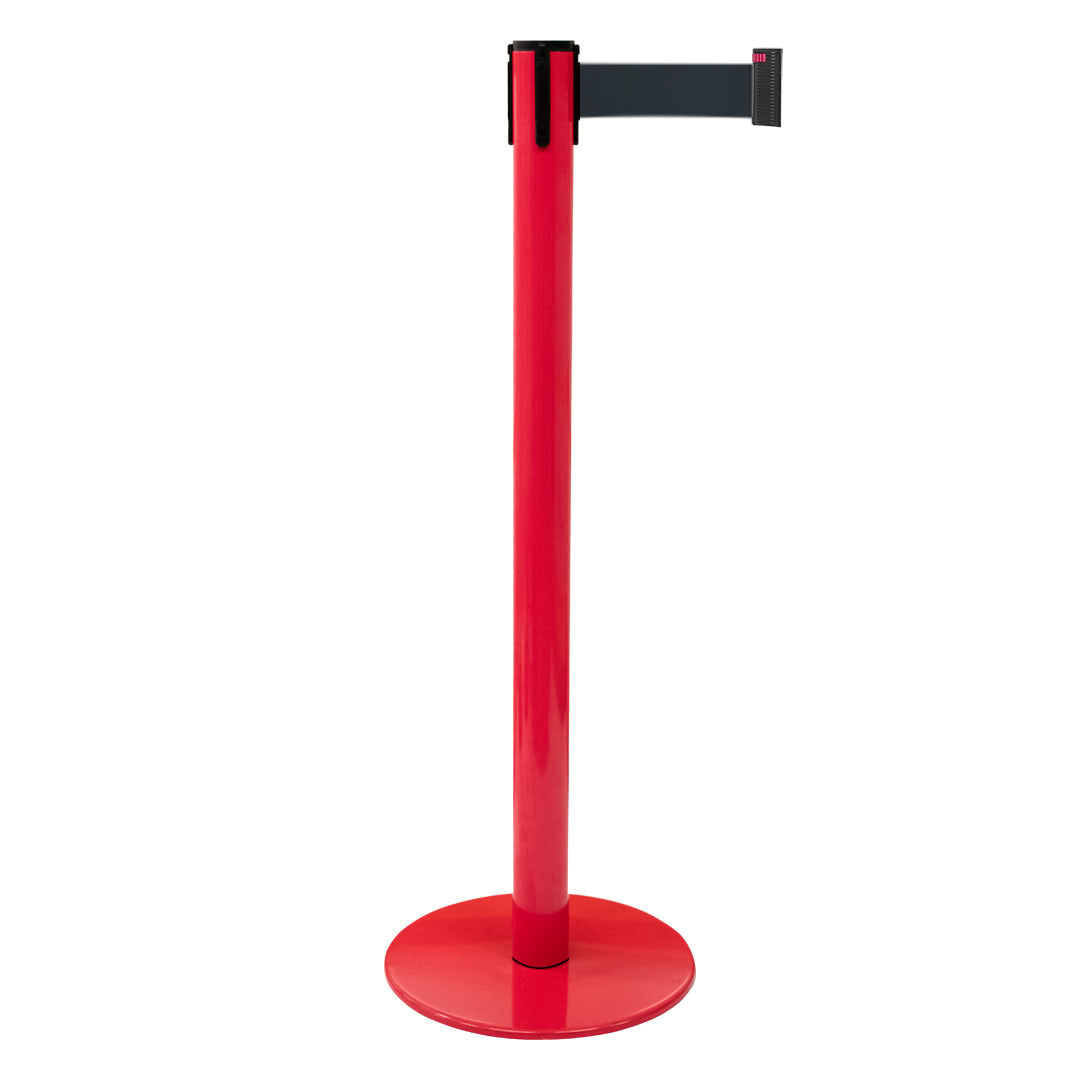 poste separador rojo con cinta negra