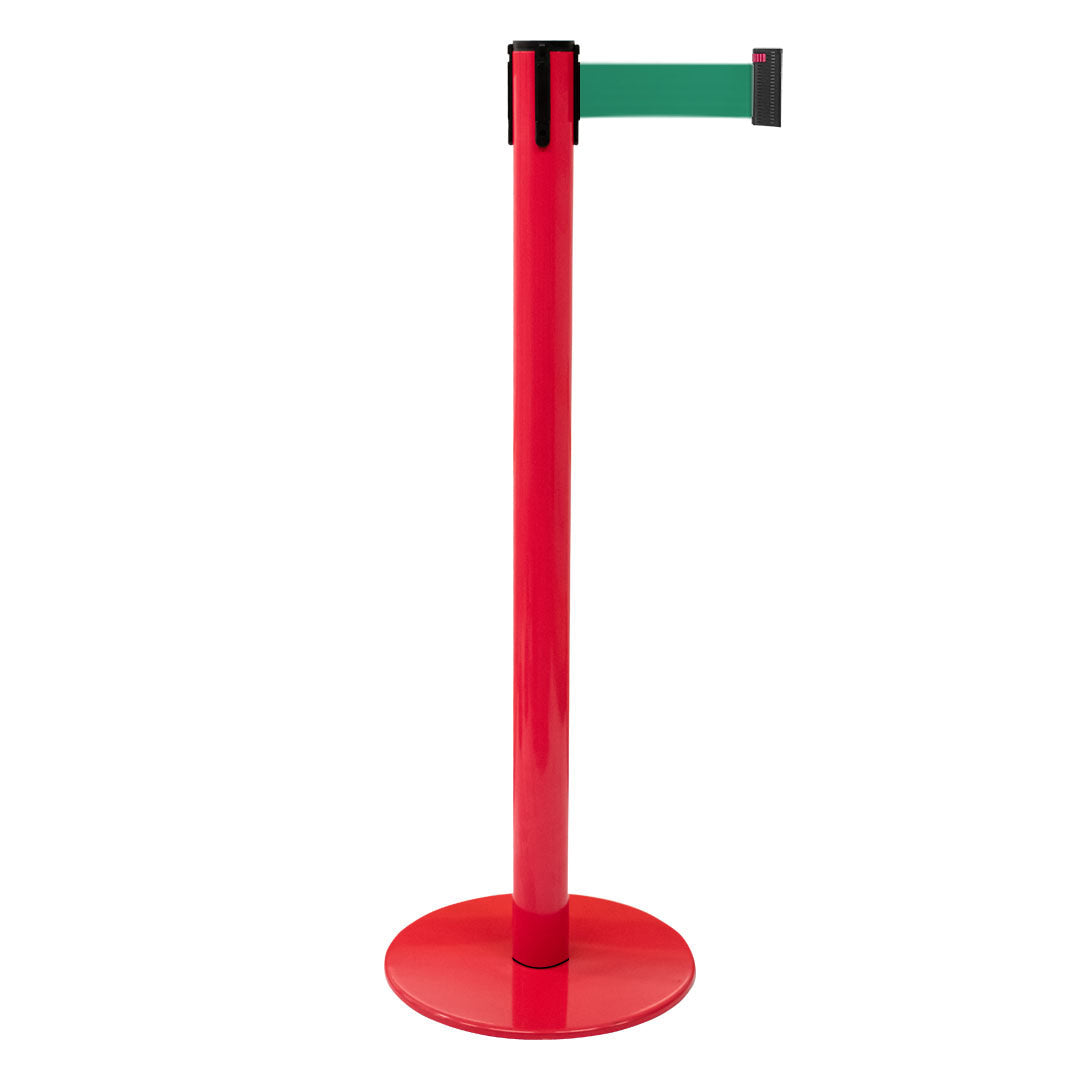 poste separador rojo con cinta verde