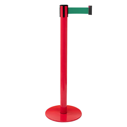 poste separador rojo con cinta verde