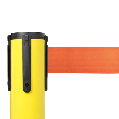 poste separador amarillo con cinta naranja