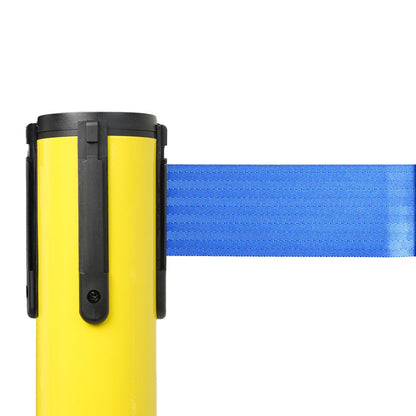 poste separador amarillo con cinta azul