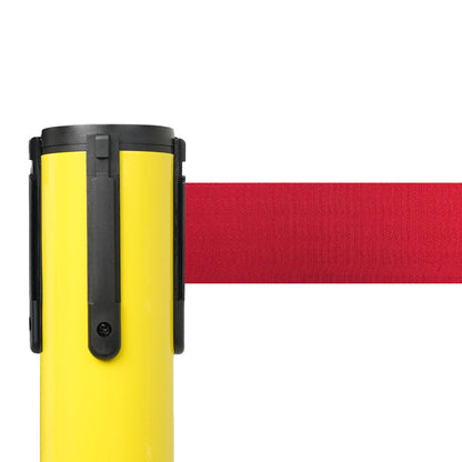 poste separador amarillo con cinta roja
