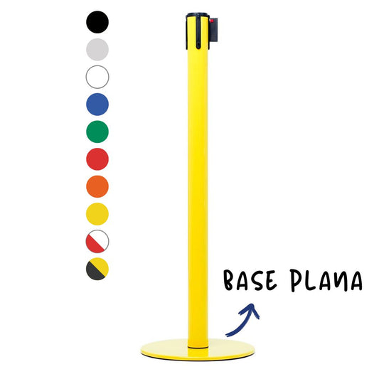 poste separador amarillo con cinta retráctil