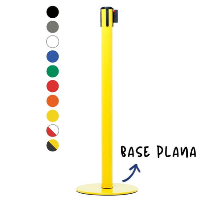 poste separador amarillo con cinta retráctil
