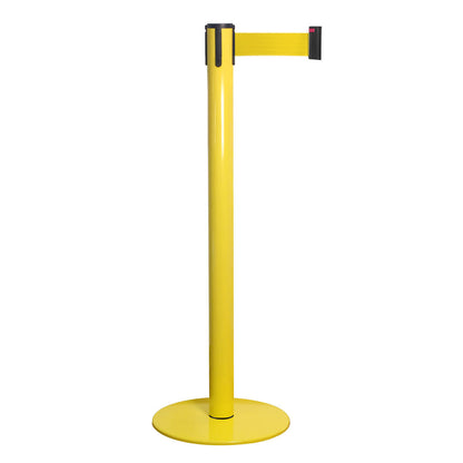 poste separador amarillo con cinta amarilla