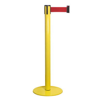 poste separador amarillo con cinta roja