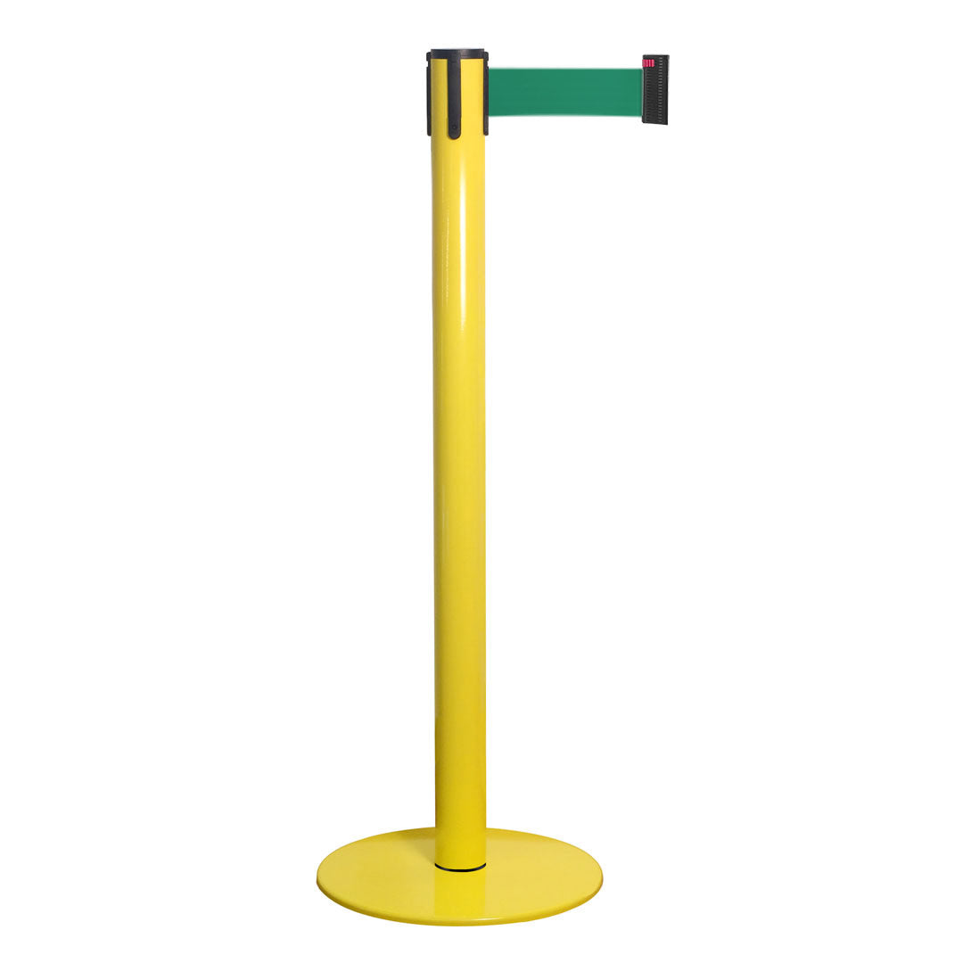 poste separador amarillo con cinta verde
