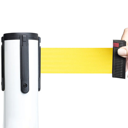 poste separador blanco con cinta amarillo