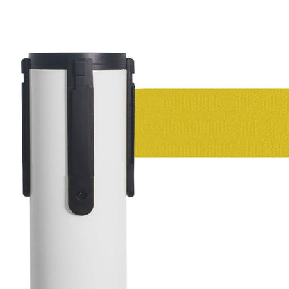 poste separador blanco con cinta amarillo