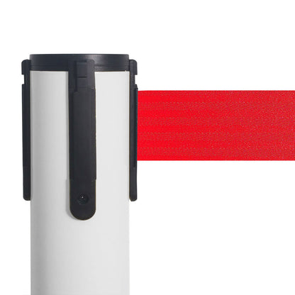 poste separador blanco con cinta roja