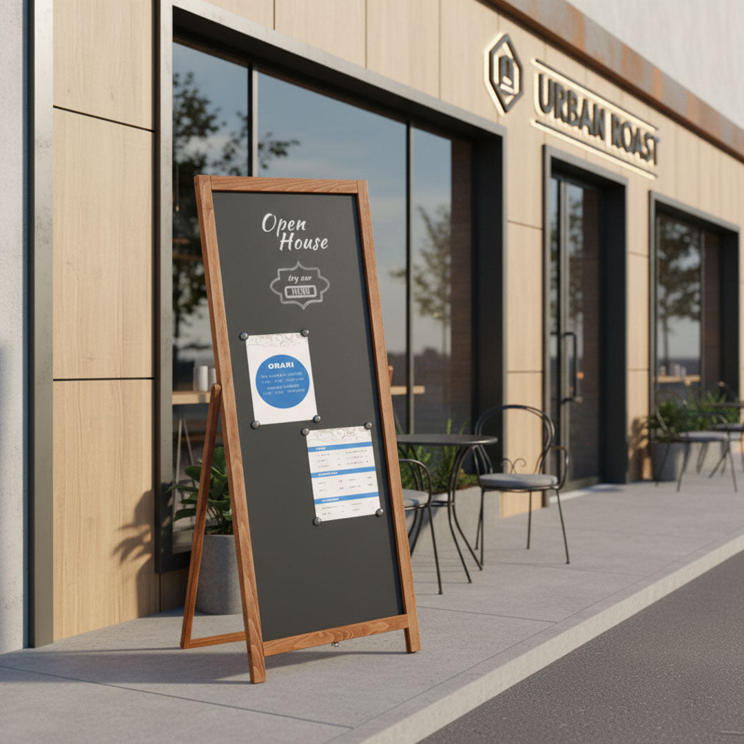 pizarra negra de pie reversible