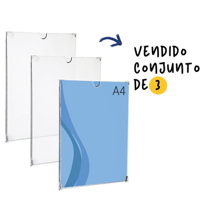 expositor A4 de pared transparente con adhesivo