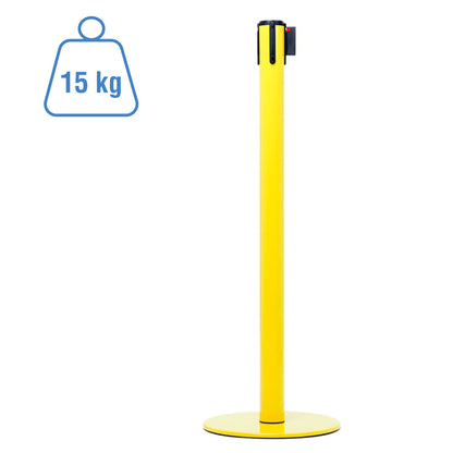 poste separador amarillo con cinta de 15 kg