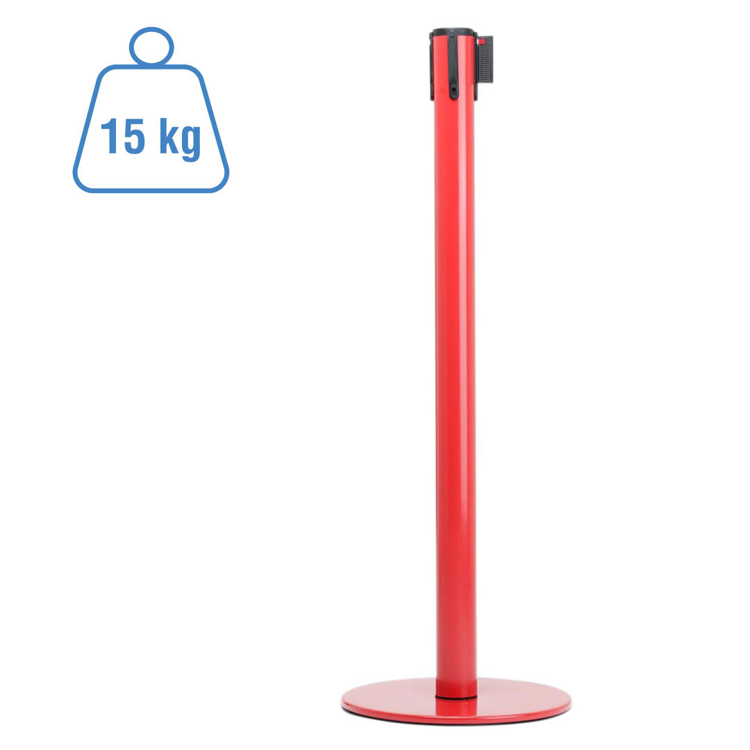Poste separador Rojo con cinta retráctil 15 kg