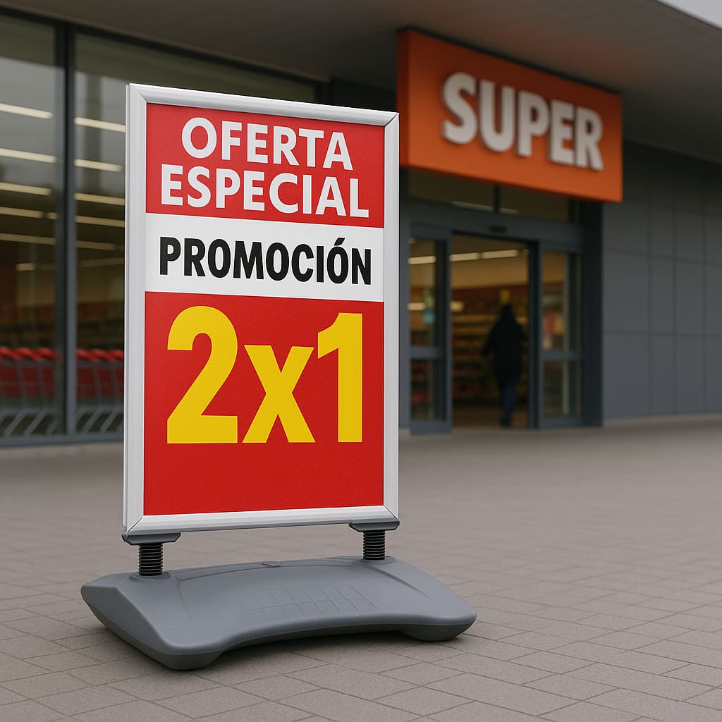 Expositor publicitario exterior - doble cara - con base rellenable