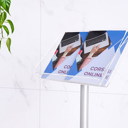 atril portafolletos de pie en metacrilato